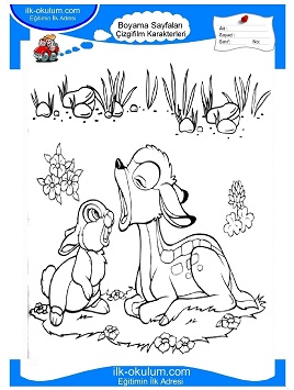 Çocuklar İçin Bambi Boyama Sayfaları 